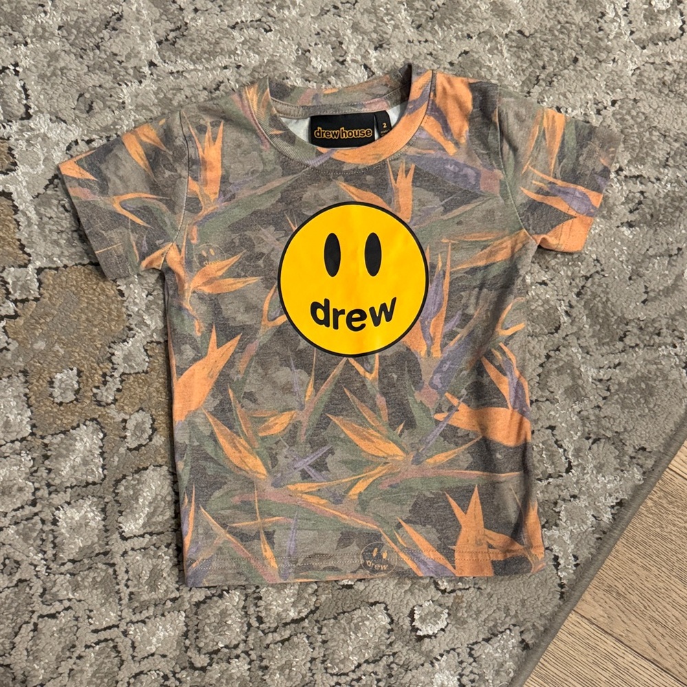 Drew House (Justin Bieber) Kids Camo T-Shirt - Orange and Green